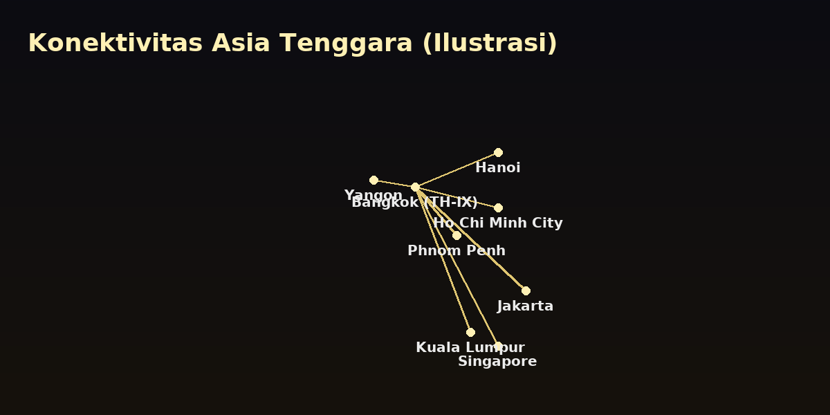 Peta konektivitas Thailand ke Asia Tenggara